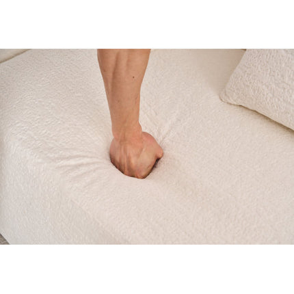 LY-022 GRIJS KOMPRESSIESOFA Kombinasie Rusbank Met 3-sitplek, Houtgraan Chenille Stof, Volle Spons Kompressiesofa, Gekombineerde Sofa Met 4 Kussings Vir Sitkamer Meubels Woonstel