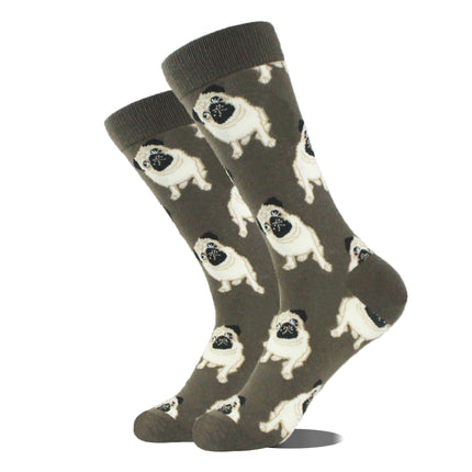 Men's Cartoon Animal Retro Oil Painting Mid-calf Socks