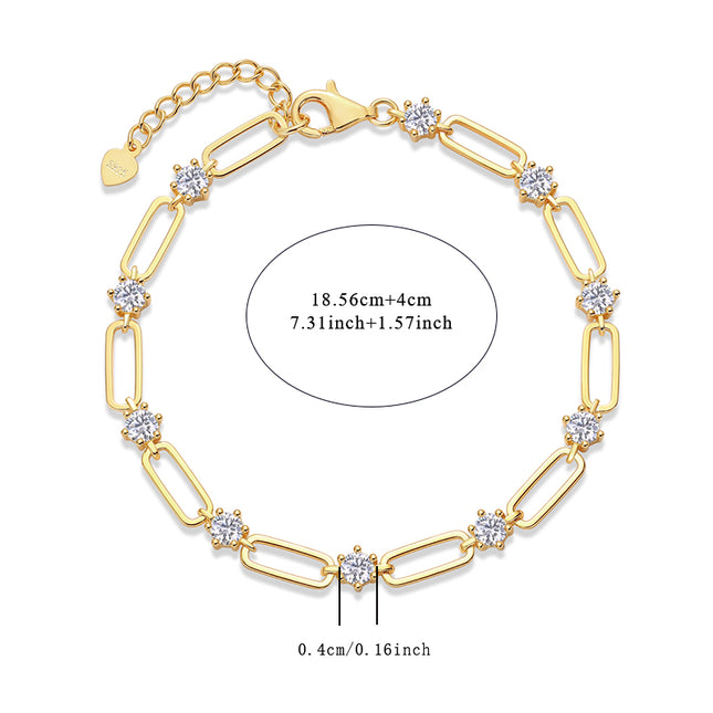 Versier Met Topgehalte Moissanite, Is Hierdie Luukse En Modieuse Lig Luukse Tendens Juweliersware Silwer Armband S925 Silwer-geplateer Met Goud