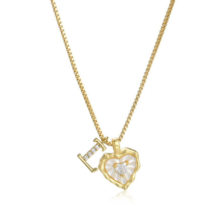 Diamond-encrusted Heart-and-letter Necklace Fashionable
