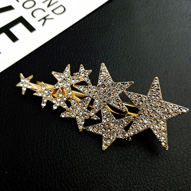 Volle Diamant Barrettes Kant Groot En Klein Pentagramme Kop