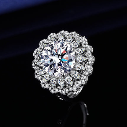 Elegante 1ct Gesimuleerde Moissanite Ses-Punt Ring Luukse Troujuweliersware Vir Vroue