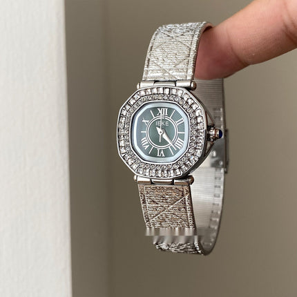 Elegante Persoonlikheid Neiging Sagte Luukse Retro Strass Kwarts Horlosie
