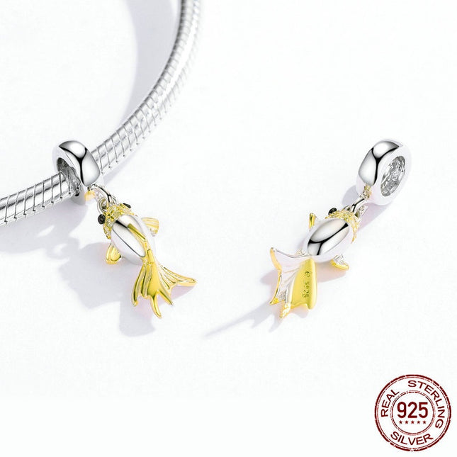 Goue Geluk Koi Hanger S925 Sterling Silwer Krale Selfdoen Ornament