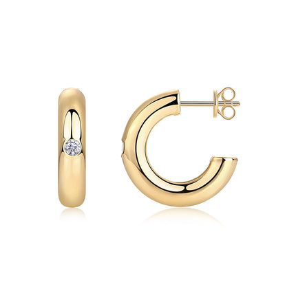 Modern Circle - Premium Moissanite Luxury Fashion Light Luxury Jewelry Silver Stud Earrings S925 Silver Electroplated Gold