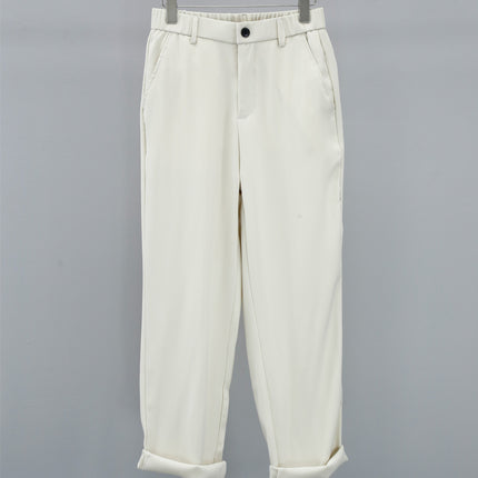 Men's Pure Color Minimal Versatile Fashion And Handsome High-grade Twill Loose Straight Casual Suit Pants