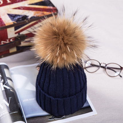 New Autumn And Winter Rolled Knitted Wool Hat With Ear Protection