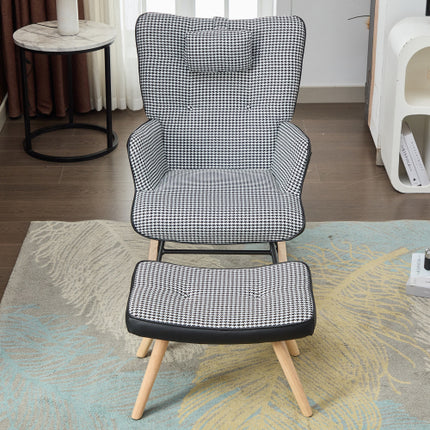 Wipstoele Vir Volwassenes, Tteddy Wipstoel Ontspannende Kantelstoel Met Soliede Houtpote Hoë Rugleunstoel Vir Balkon Sitkamer Slaapkamer