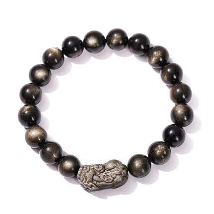 7A Natural Silver Obsidian Pixiu Bracelet For Men And Women