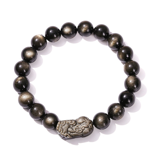 7A Natural Silver Obsidian Pixiu Bracelet For Men And Women