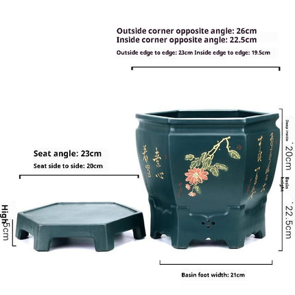Hexagonal Large Ceramic Flowerpot