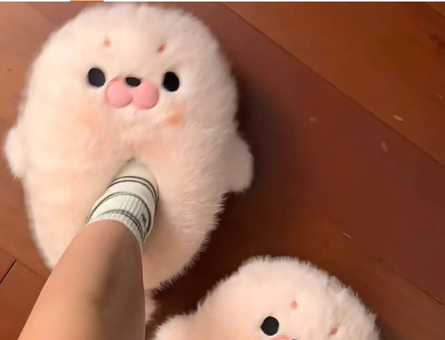 Small Seal Cotton Shoes Autumn And Winter Warm Plush Toe Cap