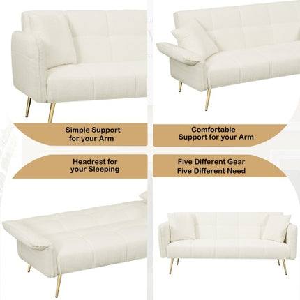 70.1 Futon Sofa Bed, Convertible Double Sofa Bed With Folding Armrests For Living Rooms And Small Spaces