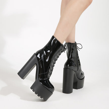 Women's Ultra-high Heel Chunky Heel Waterproof Platform Thin Boots