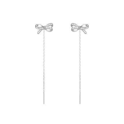 High-end Bow Earrings With Long Tassel Ear Thread