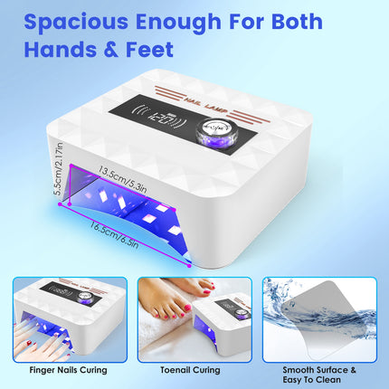 1 Stuk 120W Koordlose UV Naellamp Herlaaibare Gel Genesende Lamp Gel Politoer Lig Naeldroër Met LED-skerm 1S Tot 120S Tydinstelling 30 LED-krale Vir Salon En Huis