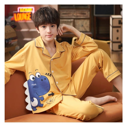 Spring And Autumn Cotton Long Sleeved Cardigan Children's Pajamas