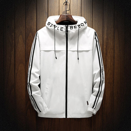 Side Seam Pockets Slim-fit Zipper All-match Stock Ordinary White Casual Hooded Jacket