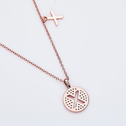 Een Van Die 26 Letters, X, Versier Met Topgehalte Moissanite, Luukse En Modieuse Ligluukse Trendjuweliersware, Silwer Halssnoerhangertjie S925 Silwer Geëlektroplateerde Roosegoud
