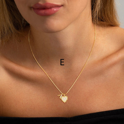Diamond-encrusted Heart-and-letter Necklace Fashionable