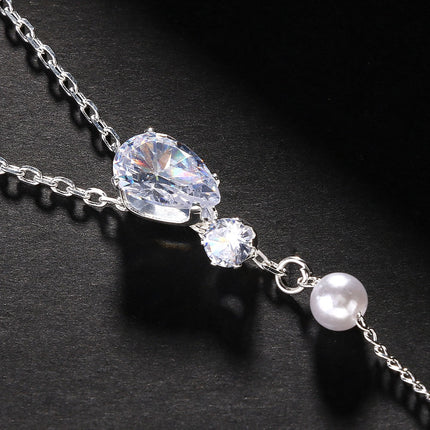 Nuwe Elegante Krale Rugketting Vroue Trou Bruids Strass Rugversiering