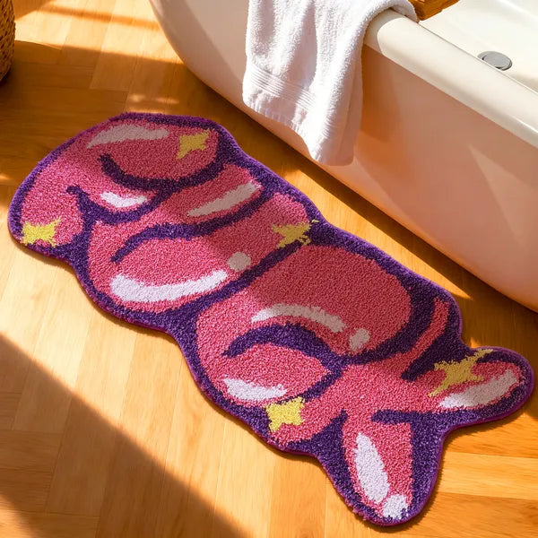 Kleurmat Vir Slaapkamer, 2X3" Donsige Dik Sagte Sitkamermatjies, Glyvaste Absorberende Vloermat, Oulike Wasbare Mikrofiber Glyvaste Klein Stortmat, Estetiese Moderne Huisversiering Verjaarsdaggeskenke