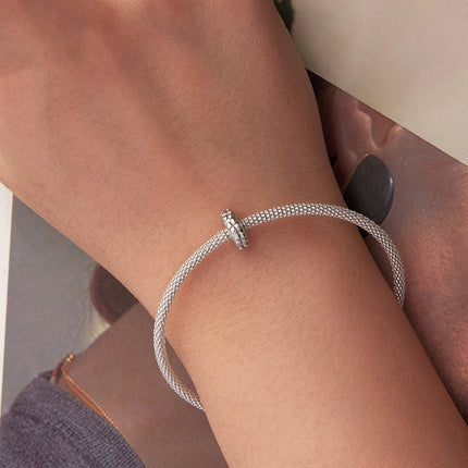 Vierblaar Klawer Silikoon Posisionering Armband Afstandhouer S925 Sterling Silwer Krale