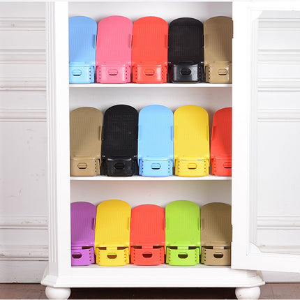 Adjustable Double Stand Shoe Support Lock Closet Cabinet Storage Rack