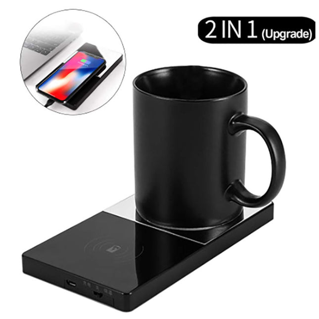 2-in-1 Verwarmingsbekerhouer Bekerwarmer Elektriese Koordlose Laaier Vir Huis Kantoor Koffie Melk