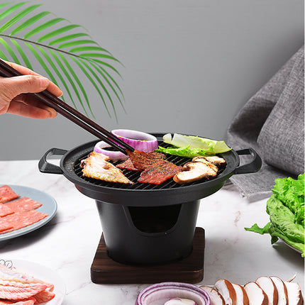 Mini BBQ Grill Alcohol Stove Home Smokeless Barbecue Grill Outdoor BBQ Plate Roasting Meat Tools