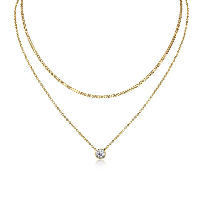 1-karaat Luukse Mode Minimalistiese Neiging Juweliersware Silwer Hangertjie Halsnoer Met Topgehalte Moissanite, S925 Silwer Elektroplateer Met Goud