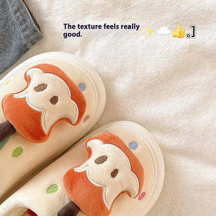 Velvet Thermal Non-slip Cotton Slippers Women
