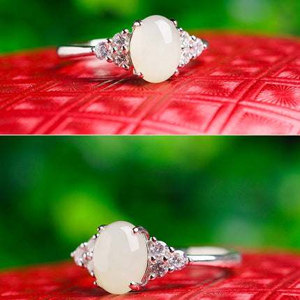 Adjustable Moonstone jade Ring with 925 silver
