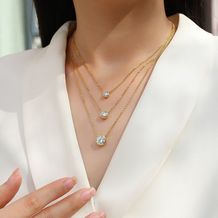 2-carat Luxury Fashion Minimalist Trend Jewelry Silver Pendant Necklace With Top-quality Moissanite, S925 Silver Electroplated With Gold