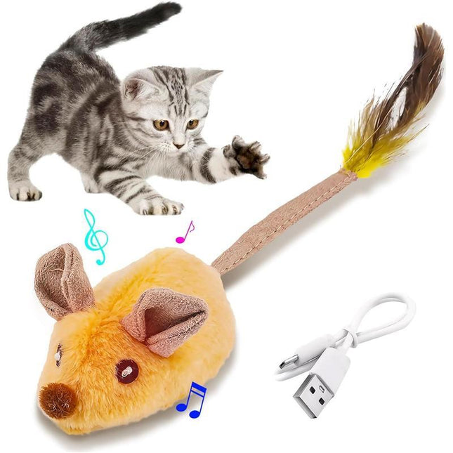 Interaktiewe Kat Speelgoed Muis Met LED-ligte Vir Binnenshuise Katte USB Herlaaibare Katmuis Speelgoed Vir Katte, Bewegende Outomatiese Tjirp-piep Met Veersterte Vir Alle Rasse Kat Katkruid Speelgoed Vir Interaktiewe Speelgoed