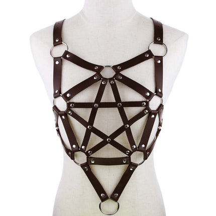 Pentacle body leather jacket