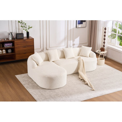 LY-022 GRIJS KOMPRESSIESOFA Kombinasie Rusbank Met 3-sitplek, Houtgraan Chenille Stof, Volle Spons Kompressiesofa, Gekombineerde Sofa Met 4 Kussings Vir Sitkamer Meubels Woonstel
