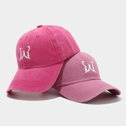 Soft Top Casual Peaked Cap Butterfly Embroidered Sun Hat