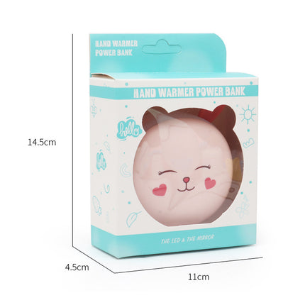 Multifunctional Portable 3 in 1 USB Power Bank Hand Warmer Electric LED Light Makeup Mirror Warmer