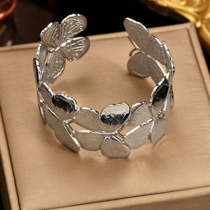 Lxalry Platinum Plated Stainless Steel Floral Carved Mirror Bracelet Hypoallergenic Skin Safe Jewelry With Artisan Polish Never Tarnish Luxury Gift For Women S Daily   Evening Wear