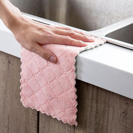 Bedrukte Tweekleur Dubbelzijdige Absorberende Skottelgoedlap Kleefwerende Olie Handdoek Verdikking Vee Tafeldoek Kombuisvadoek