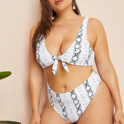 Sexy plus size knotted high waist ladies swimwear
