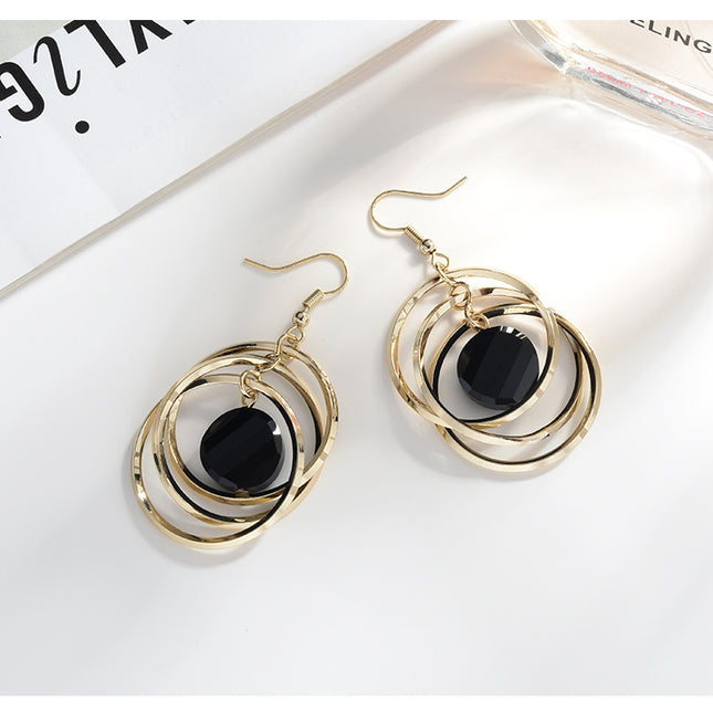 Circle Earrings Female Temperament Korean Exaggerated Long Earrings