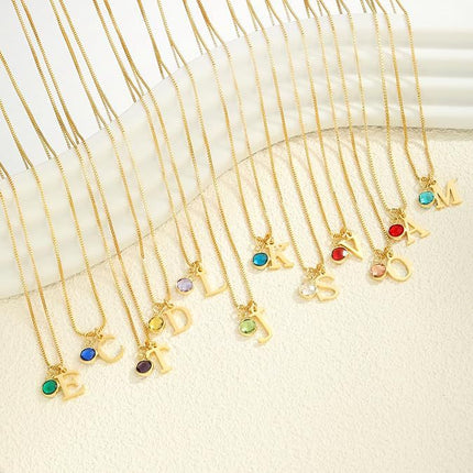 Vroue se Voorletters Geboortesteen Ketting Mode