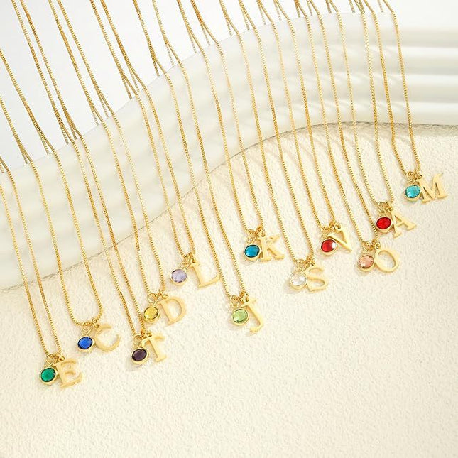 Vroue se Voorletters Geboortesteen Ketting Mode