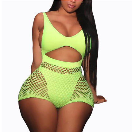Hollow mesh women's one-piece swimsuit