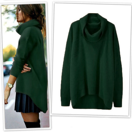 Turtleneck irregular top sweater
