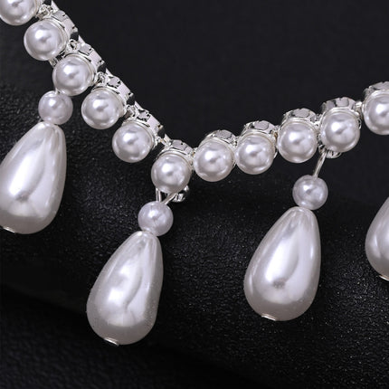 Elegant Bridal Headpiece With Toothed Waterdrop Design For The Back Of The Head