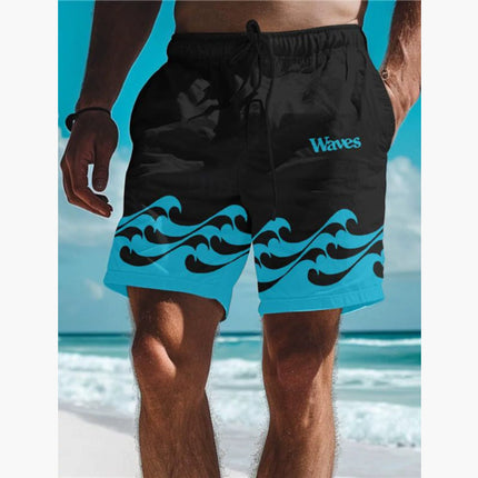 Men's 3D Digital Printing Beach Style Letter Design Shorts