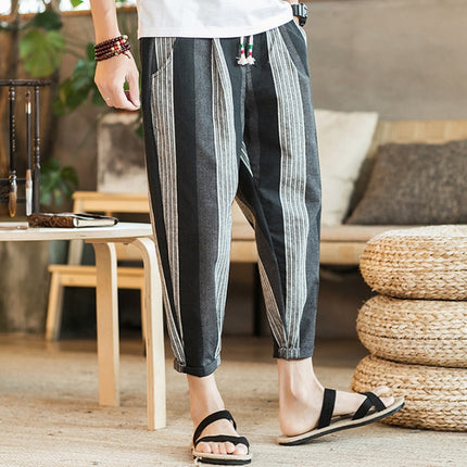 Chinese Style New Cotton And Linen Large Size Casual Youth Feet Japanese Men's Pants